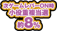 次ゲームレバーON時 小役重複当選 約8%