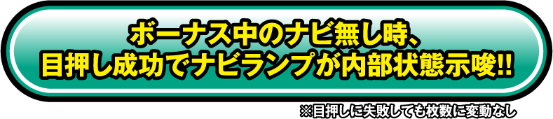 ボーナス中のナビ無し時、目押し成功でナビランプが内部状態示唆!! ※目押しに失敗しても枚数に変動なし